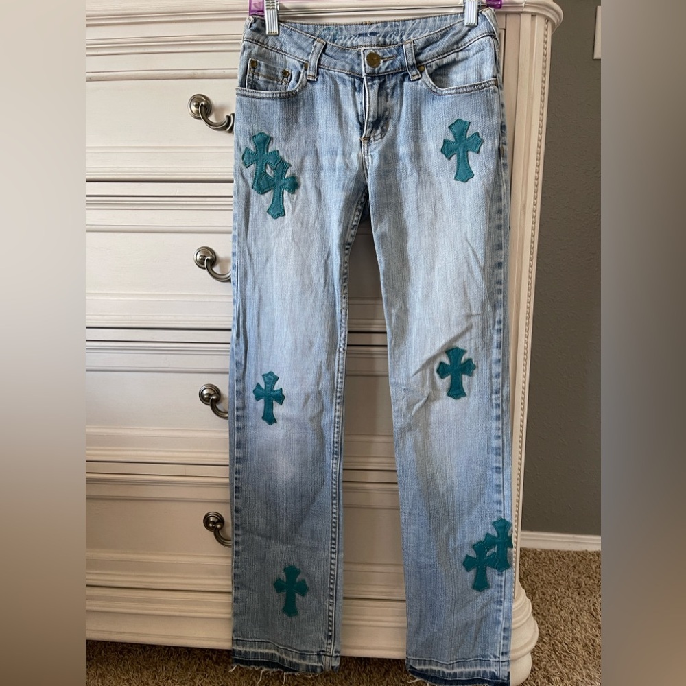 Beautiful! Hand stitched custom made cross jeans-28 waist
